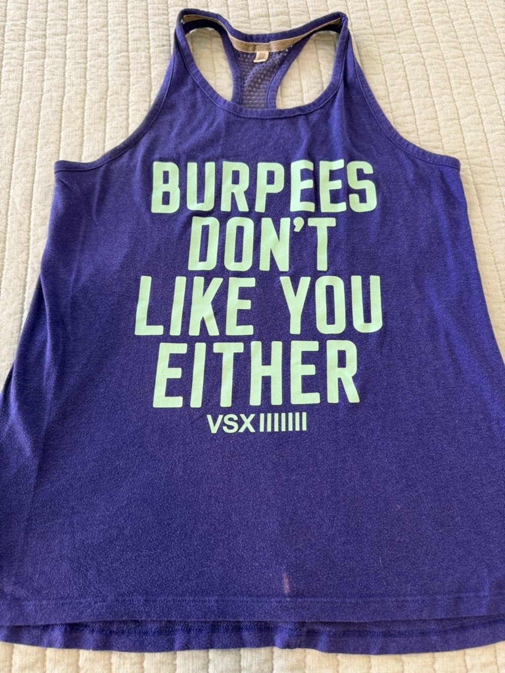 VSX Purple Tank with Mint Green Slogan